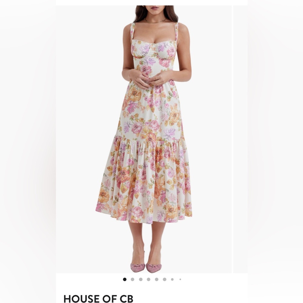 House of CB Elia Floral Dress Cotton Blend Corset